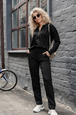 Костюм спортивный без начеса на молнии 43065 черный